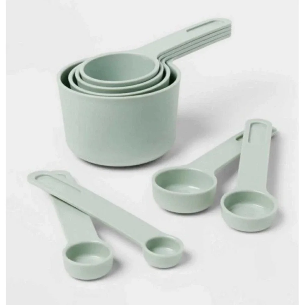 Room Essentials 8pc Measuring Cups & Spoons‎ Set - Mint Green, Plastic, Nesting